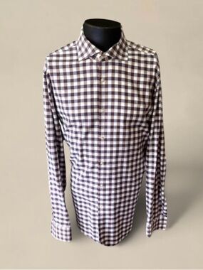 HUGO BOSS Slim Fit Mens Cotton Plaid Shirt 43 17